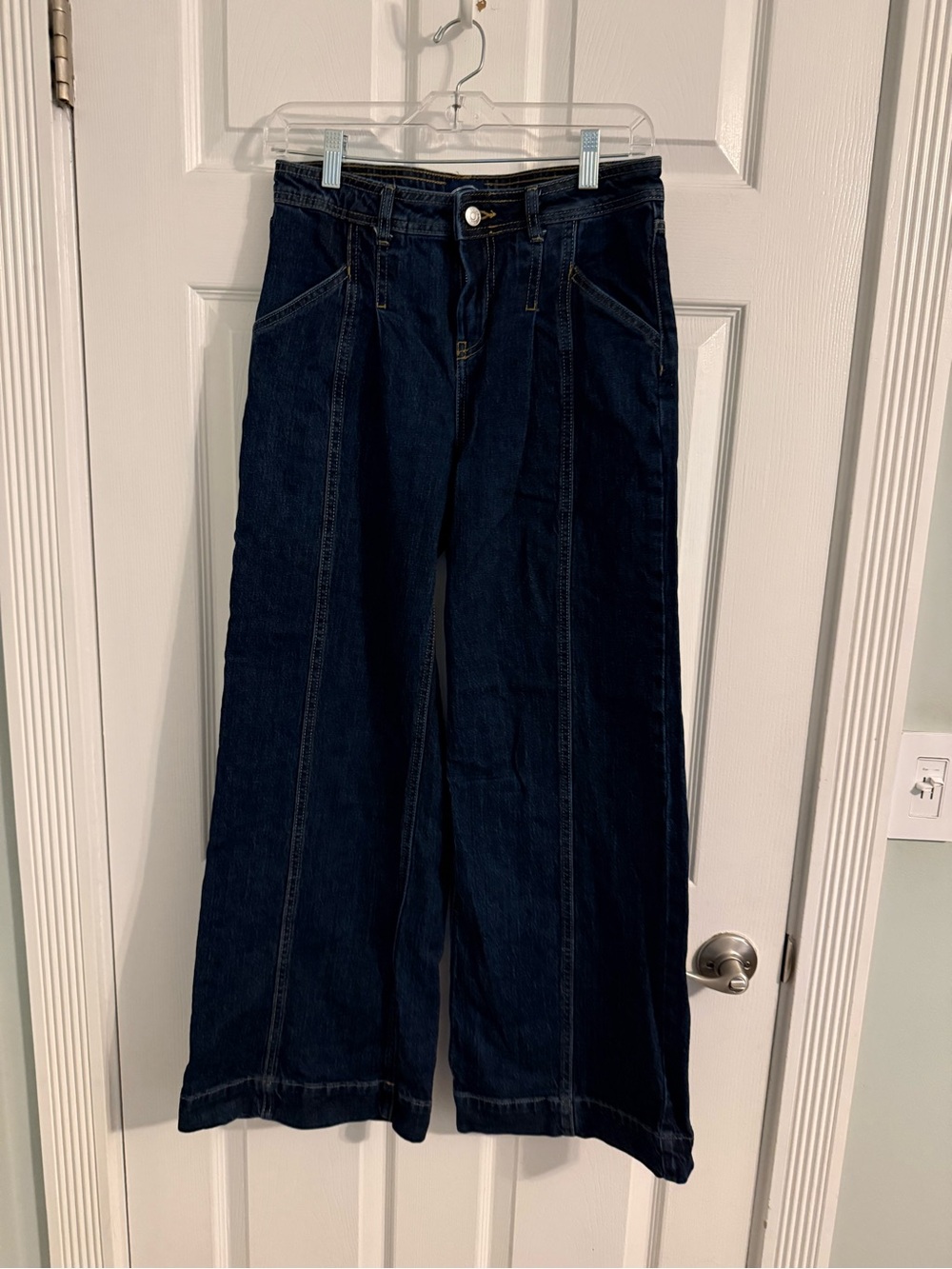 Wide-Leg High-Rise Jeans in Dark Indigo
